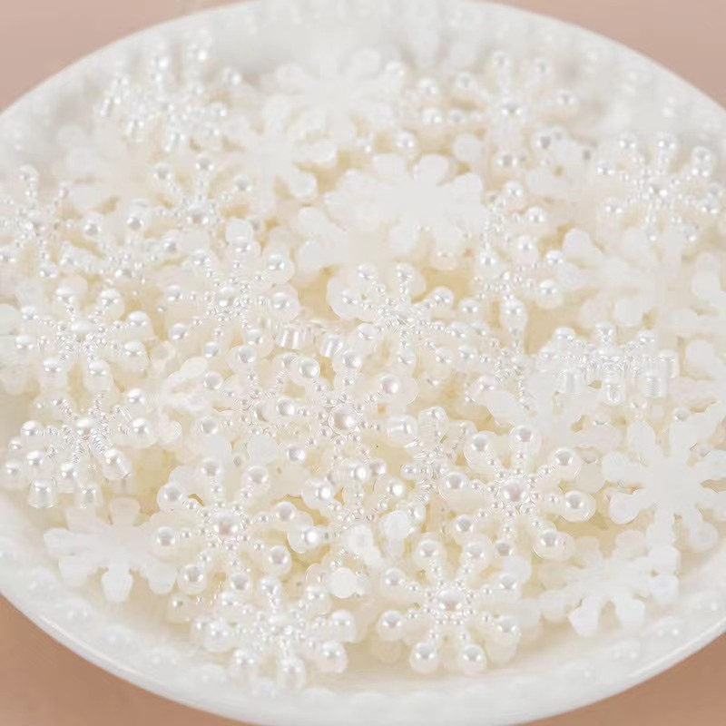 Resin Craft Ideas - Handgemaakte 100 stuks beige parel sneeuwvlokken